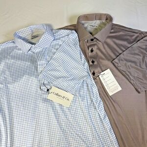 Lot of 2 NWT Collars & Co Dress Collar Polo Shirts Performance Men's Size Med
